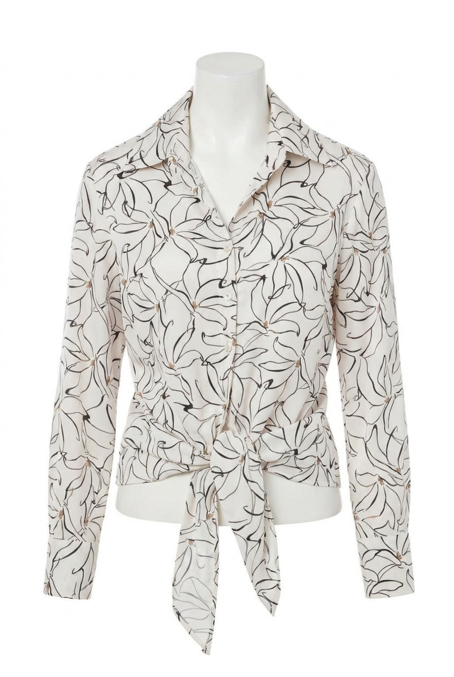 NEW FINLEY dancing lilies lindy top in ivory/black